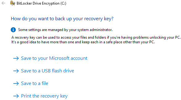 back up bitlocker recovery key