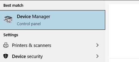 device manager from search