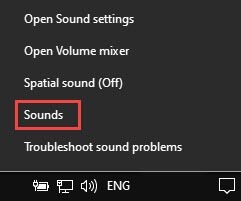 Sound option by taskbar icon