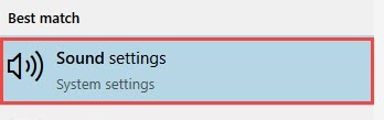 Sound setting by windows search