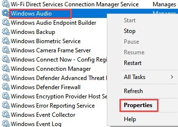 Windows audio services