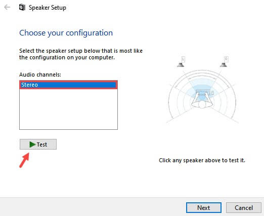 speaker configuration test
