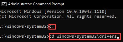 cmd command to navigate windows drivers folder