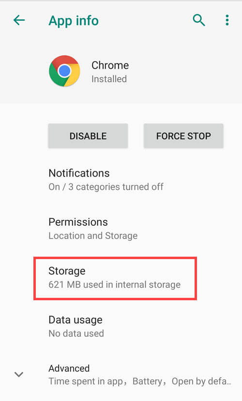 android application storage option