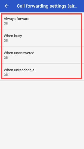 android call forwarding settings