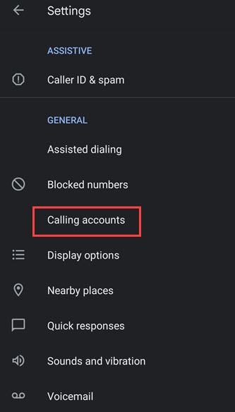 android phone calling account