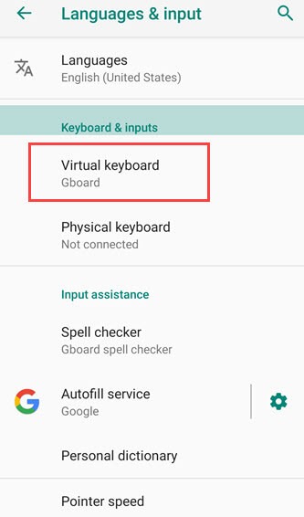 android virtual keyboard settings