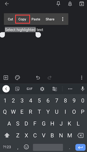 copy text on android phones