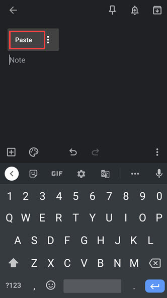 paste texts on android phone