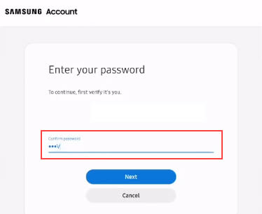 samsung account password