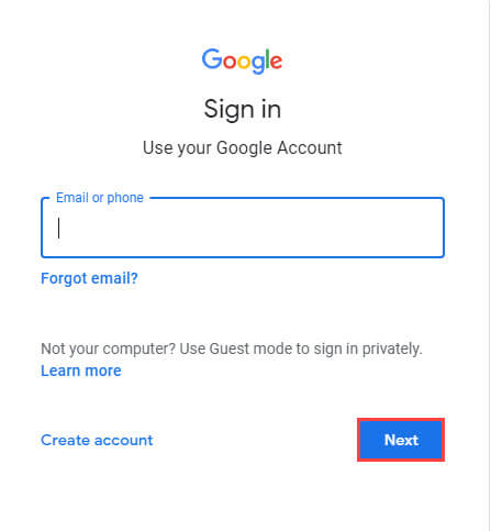 sign in to google account