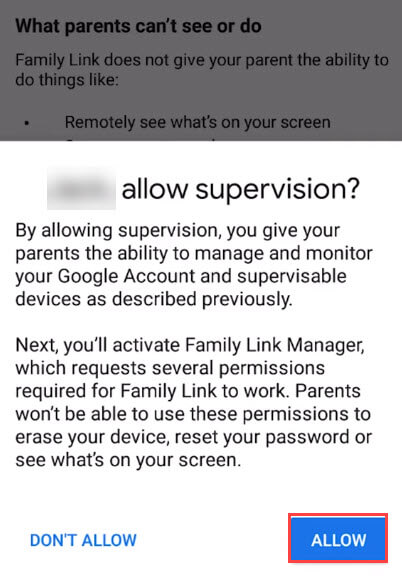 allow suprevision for parental control