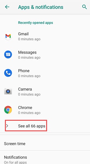 android app settings see all apps