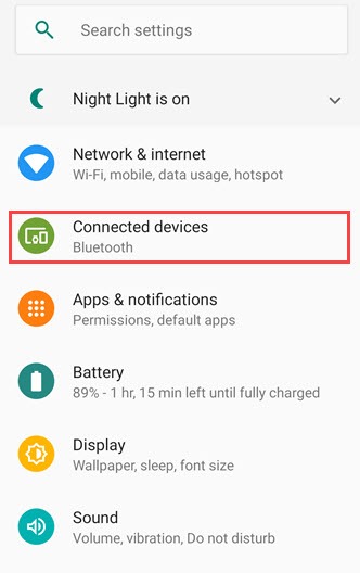 android connected devices setting