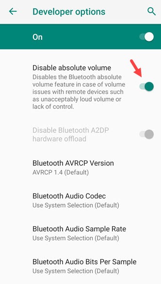 disable absolute volume