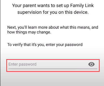 parental control child's account password