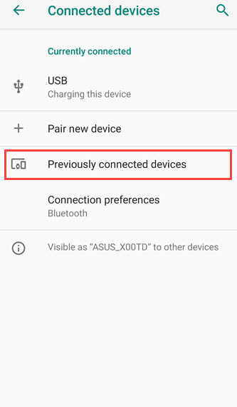 previously connected devices