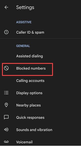 blocked numbers