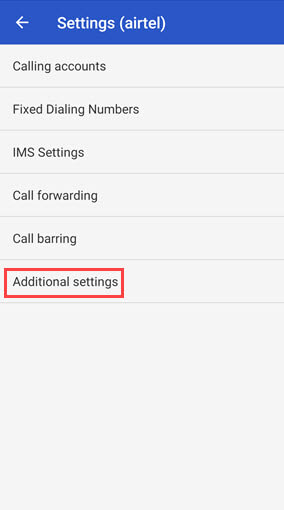calling account additional settings