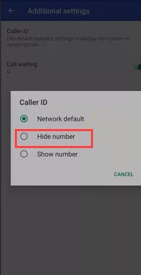hide caller id on android