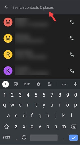 search contact on android