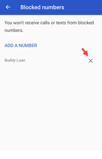 unblock a phone number on android