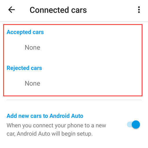android auto accepted and rejected cars