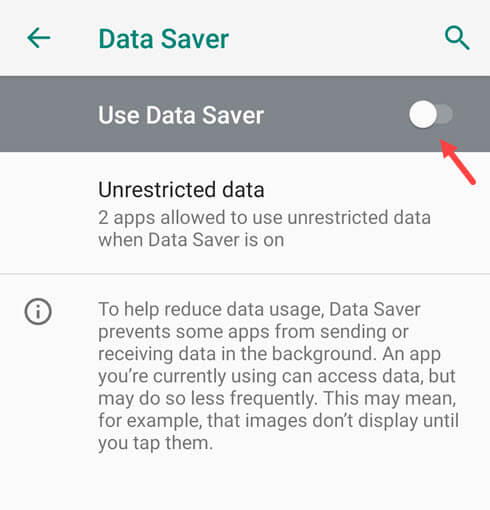 android data saver setting