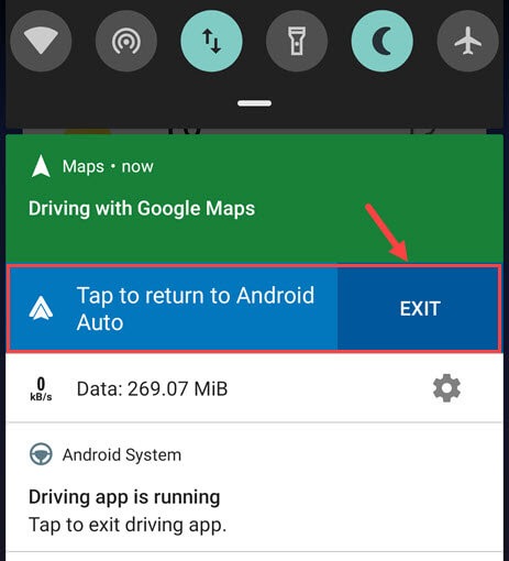 exit android auto app
