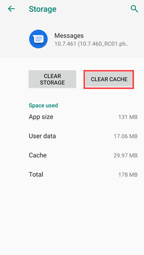 message clear cache