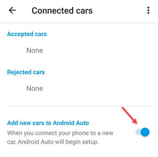 turn on add new cars on android auto