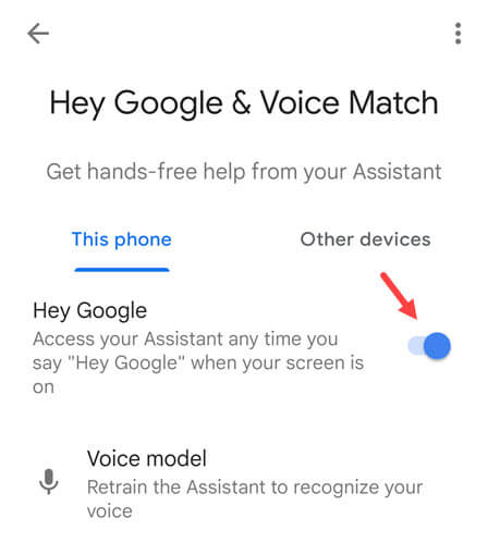 turn on voice match on android auto app