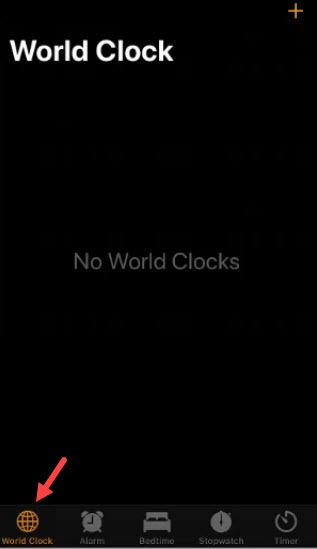 world clock option on iphone