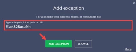 add url to avast execption
