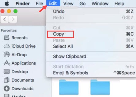 mac edit menu copy option