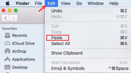 mac edit menu paste