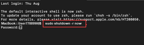 macbook restart terminal command