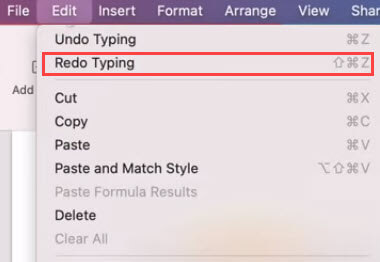 redo typing on mac