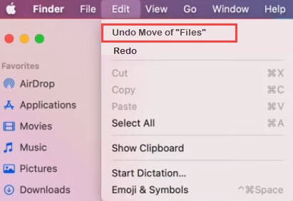 undo move or deleted files in finder on mac