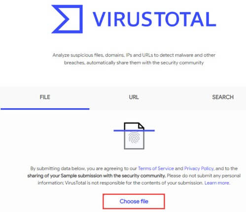 virus total interface