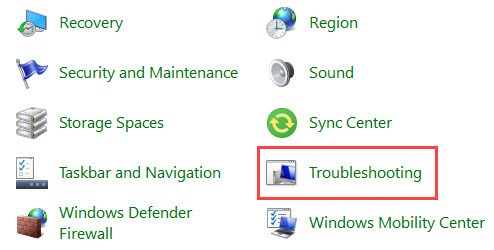control panel troubleshooter