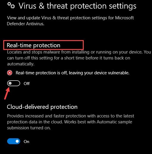 disable windows defender real time protection