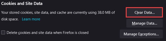 firefox clear browsing data