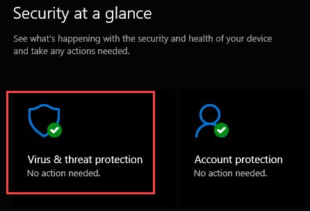 open windows defender virus and threat protection