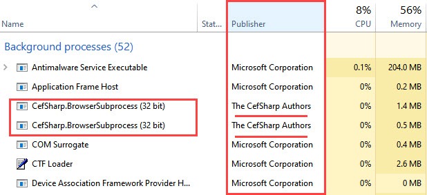 processes publisher name task manager