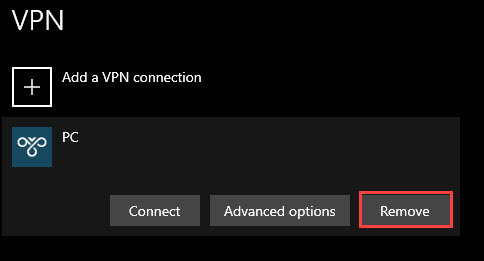 remove vpn connection in windows 10
