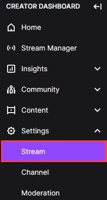 twitch stream settings