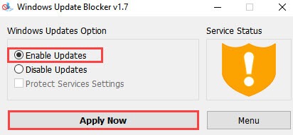 windows update blocker enable updates